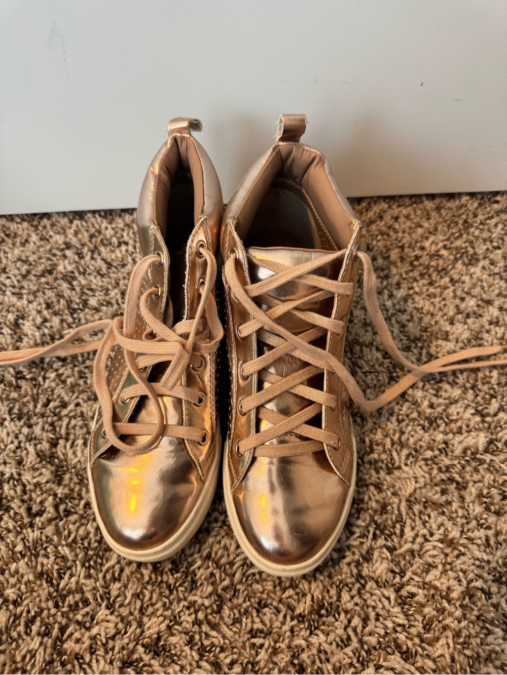 Steve Madden Metallic Rose Gold High-Top Sneakers